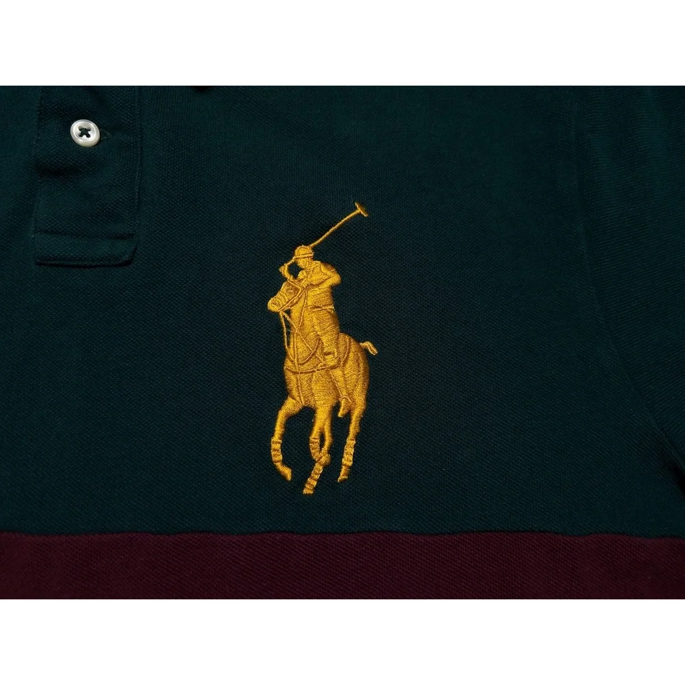 POLO RALPH LAUREN Big Pony Shirt Green Red Striped XL Custom Fit
